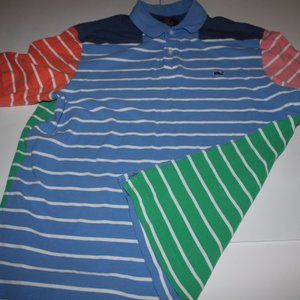 Vineyard Vines patchwork ss Mens polo LARGE